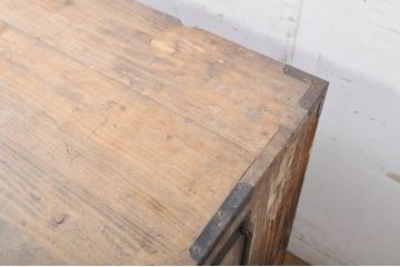 和製アンティーク　前面欅(ケヤキ)材　経年を感じさせる木味が魅力の二本松箪笥ローチェスト(ローボード、時代箪笥、和タンス、衣装たんす、整理タンス、収納タンス、引き出し、テレビ台、テレビボード)(R-068995)