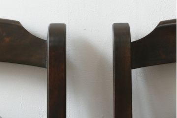 中古　北海道民芸家具　HM620　滑らかな木肌が上品なダイニングチェア2脚セット(椅子、イス、ダイニングチェア、板座チェア、ラダーバックチェア)(R-069003)