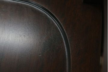 中古　北海道民芸家具　HM620　滑らかな木肌が上品なダイニングチェア2脚セット(椅子、イス、ダイニングチェア、板座チェア、ラダーバックチェア)(R-069003)