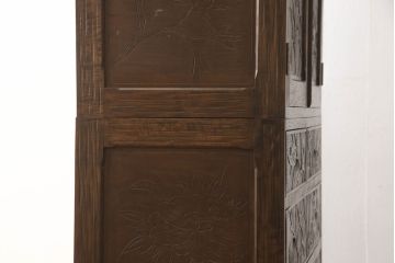 中古　美品　伝統工芸　軽井沢彫り　大胆な牡丹の彫刻が美しい衣装盆付き和タンス(衣装箪笥、引き出し、チェスト、着物箪笥、収納たんす)(R-069004)