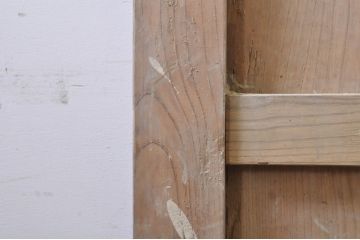 アンティーク建具　総欅(ケヤキ)材　新潟産　框組の腰板が魅力の格子蔵戸1枚(引き戸、玄関戸)(R-069021)
