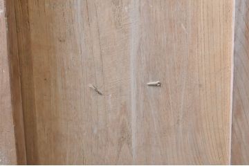 アンティーク建具　総欅(ケヤキ)材　新潟産　框組の腰板が魅力の格子蔵戸1枚(引き戸、玄関戸)(R-069021)