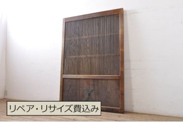 アンティーク建具　栗材　檜(ヒノキ)材　和の空間を高めるシンプルな格子蔵戸1枚(格子戸、玄関戸、引き戸)(R-069025)