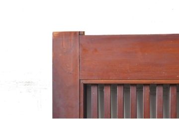 アンティーク建具　特大!!　総欅(ケヤキ)材　漆塗りが美しい格子蔵戸1枚(引き戸、格子戸、玄関戸)(R-069027)