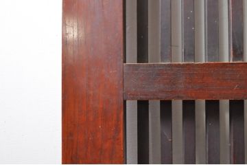 アンティーク建具　特大!!　総欅(ケヤキ)材　漆塗りが美しい格子蔵戸1枚(引き戸、格子戸、玄関戸)(R-069027)