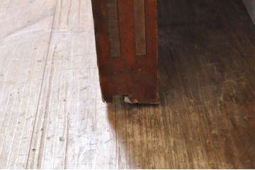 アンティーク建具　特大!!　総欅(ケヤキ)材　漆塗りが美しい格子蔵戸1枚(引き戸、格子戸、玄関戸)(R-069027)