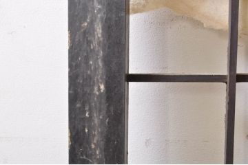 アンティーク建具　和モダンなお部屋作りにおすすめな大きな幅広障子戸1枚(きつね格子、狐格子、引き戸、格子戸、升目、マス目)(R-069032)