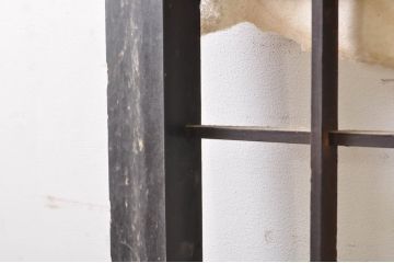 アンティーク建具　和モダンなお部屋作りにおすすめな大きな幅広障子戸1枚(きつね格子、狐格子、引き戸、格子戸、升目、マス目)(R-069032)
