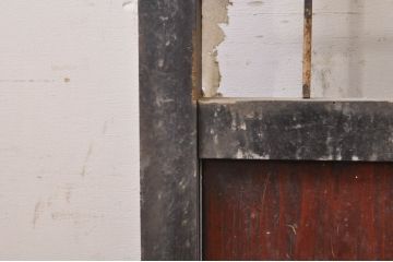 アンティーク建具　和モダンなお部屋作りにおすすめな大きな幅広障子戸1枚(きつね格子、狐格子、引き戸、格子戸、升目、マス目)(R-069032)