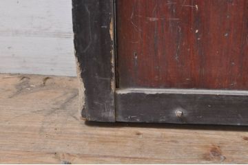 アンティーク建具　和モダンなお部屋作りにおすすめな大きな幅広障子戸1枚(きつね格子、狐格子、引き戸、格子戸、升目、マス目)(R-069032)