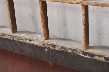 アンティーク建具　和モダンなお部屋作りにおすすめな大きな幅広障子戸1枚(きつね格子、狐格子、引き戸、格子戸、升目、マス目)(R-069032)