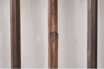 アンティーク建具　しっかりしたフレームの格子入りガラス戸1枚(引き戸、格子戸)(R-069033)