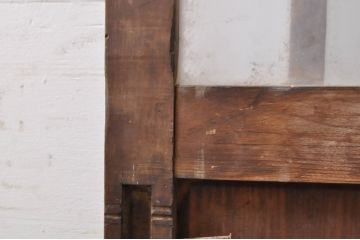 アンティーク建具　しっかりしたフレームの格子入りガラス戸1枚(引き戸、格子戸)(R-069033)