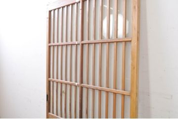アンティーク建具　レトロな雰囲気を醸し出す大きなサイズのガラス戸1枚(引き戸、格子戸、玄関戸)(R-069034)