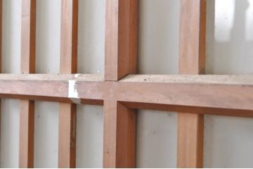 アンティーク建具　レトロな雰囲気を醸し出す大きなサイズのガラス戸1枚(引き戸、格子戸、玄関戸)(R-069034)