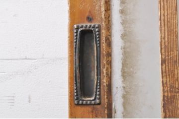 アンティーク建具　レトロな雰囲気を醸し出す大きなサイズのガラス戸1枚(引き戸、格子戸、玄関戸)(R-069034)