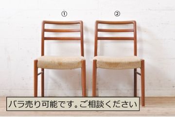 和製ビンテージ　希少　青林製作所　チーク無垢材　北欧スタイルの空間づくりにも活躍するダイニングチェア2脚セット(椅子、イス、ヴィンテージ)(R-069045)