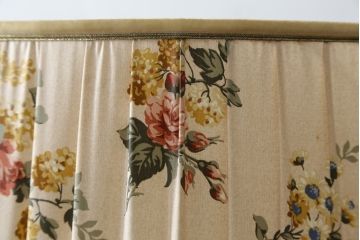 ビンテージ照明　オーク材　落ち着いた色合いの花柄シェードが素敵なフロアスタンド(スタンドライト、スタンド照明、間接照明、ヴィンテージ)(R-069050)