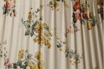 ビンテージ照明　オーク材　落ち着いた色合いの花柄シェードが素敵なフロアスタンド(スタンドライト、スタンド照明、間接照明、ヴィンテージ)(R-069050)