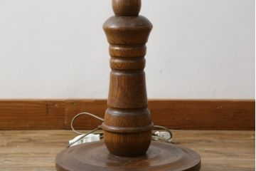 ビンテージ照明　オーク材　落ち着いた色合いの花柄シェードが素敵なフロアスタンド(スタンドライト、スタンド照明、間接照明、ヴィンテージ)(R-069050)