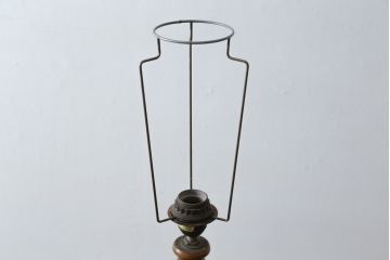 ビンテージ照明　オーク材　落ち着いた色合いの花柄シェードが素敵なフロアスタンド(スタンドライト、スタンド照明、間接照明、ヴィンテージ)(R-069050)