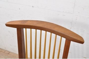 中古　ジョージナカシマ　桜製作所　CONOID CHAIR　CN101　mina perhonen(ミナペルホネン)クッション付き　tambourine(タンバリン)　スタイリッシュな佇まいのコノイドチェア(ジョージ・ナカシマ、サイドチェア、板座チェア、ダイニングチェア、椅子、イス、皆川 明)(R-069056)