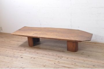 小田急ハルク購入　桜製作所　特注品　天板ウォールナット材　脚ローズウッド材　ローテーブル(ジョージナカシマ、ジョージ・ナカシマ、リビングテーブル、センターテーブル)(R-069057)