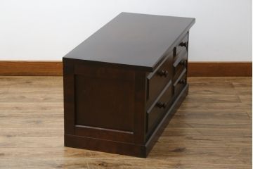 中古　北海道民芸家具　シックで落ち着いた空間づくりに活躍するローチェスト(ローボード、引き出し)(R-069060)