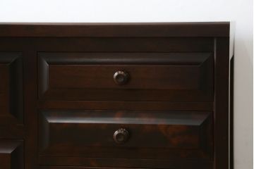 中古　北海道民芸家具　シックで落ち着いた空間づくりに活躍するローチェスト(ローボード、引き出し)(R-069060)