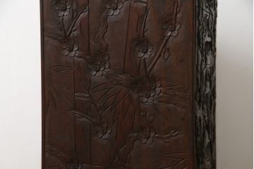 中古　美品　伝統工芸　日光彫り　細部まで施された彫りが美しい小引き出し(卓上収納、小物収納)(R-069061)
