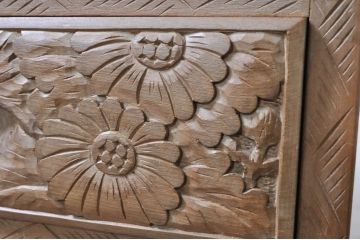 中古　美品　伝統工芸　安田昇泉作　日光彫り　細部まで施された彫りが美しい小引き出し(卓上収納、小物収納)(R-069062)