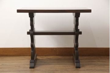 中古　美品　松本民芸家具　脚の透かし彫りが目を引く#14型茶卓(サイドテーブル、コーヒーテーブル)(定価約13万円)(R-069065)