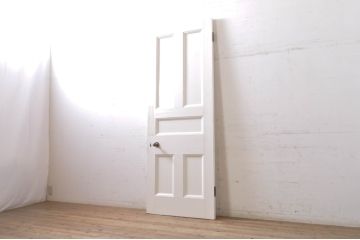ヨーロッパアンティーク　ペイント仕上げ限定　ヨーロッパ調の空間作りにおすすめな重厚なパネルドア1枚(建具、木製扉)(R-069071)