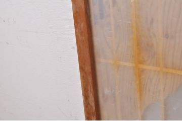 ビンテージ建具　両面ガラス　梅の彫刻入り書院戸(窓)4枚セット(ヴィンテージ、引き戸、ガラス戸)(R-069074)