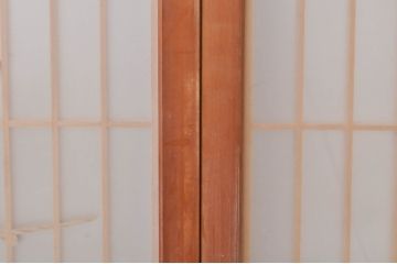 ビンテージ建具　両面ガラス　梅の彫刻入り書院戸(窓)4枚セット(ヴィンテージ、引き戸、ガラス戸)(R-069074)