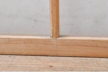 アンティーク建具　古い木味が魅力的な結霜ガラス窓2枚セット(引き戸、ガラス戸)(R-069075)