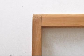 アンティーク建具　古い木味が魅力的な結霜ガラス窓2枚セット(引き戸、ガラス戸)(R-069075)