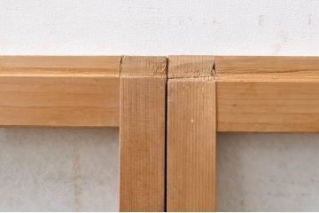 アンティーク建具　古い木味が魅力的な結霜ガラス窓2枚セット(引き戸、ガラス戸)(R-069075)