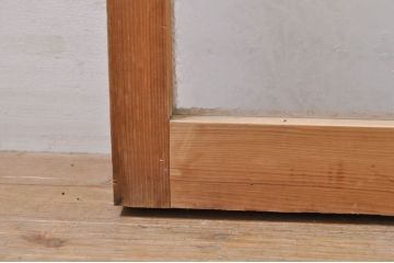 アンティーク建具　古い木味が魅力的な結霜ガラス窓2枚セット(引き戸、ガラス戸)(R-069075)