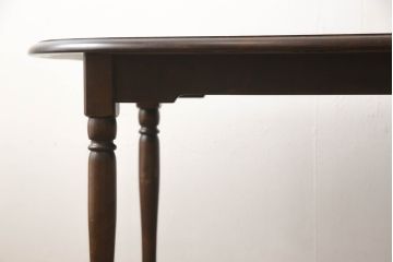 中古　北海道民芸家具　希少な絶版品!　#475　深みのある色合いが美しいダイニングテーブル(食卓、オーバルテーブル、楕円、4人掛け、6人掛け)(R-069077)
