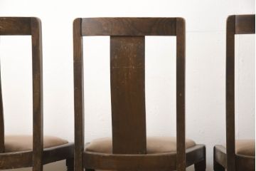 イギリスアンティーク　オーク材　エレガントなダイニングチェア4脚セット(椅子、イス、英国)(R-069082)