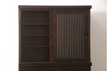 中古　民芸家具　和光　NEW北樹　水屋115K　上質な和の空間づくりにおすすめの水屋箪笥とキャビネットのセット(食器棚、戸棚、収納棚、キャビネット)(R-069083)