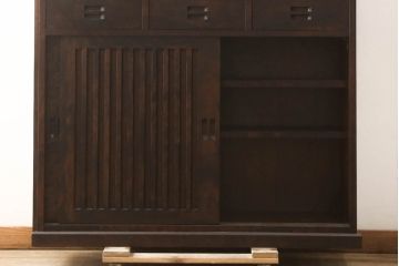 中古　民芸家具　和光　NEW北樹　水屋115K　上質な和の空間づくりにおすすめの水屋箪笥とキャビネットのセット(食器棚、戸棚、収納棚、キャビネット)(R-069083)