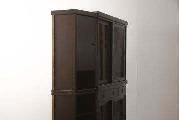 中古　民芸家具　和光　NEW北樹　水屋115K　上質な和の空間づくりにおすすめの水屋箪笥とキャビネットのセット(食器棚、戸棚、収納棚、キャビネット)(R-069083)