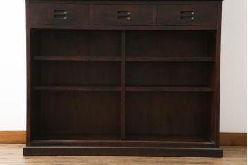 中古　民芸家具　和光　NEW北樹　水屋115K　上質な和の空間を演出する二段重ね水屋箪笥(食器棚、茶箪笥、キャビネット、収納棚、戸棚、店舗什器)(R-069085)
