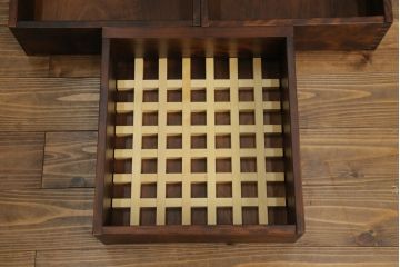 中古　民芸家具　和光　NEW北樹　水屋115K　上質な和の空間を演出する二段重ね水屋箪笥(食器棚、茶箪笥、キャビネット、収納棚、戸棚、店舗什器)(R-069085)
