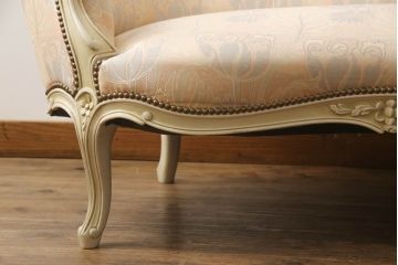 中古　カリモク家具(karimoku)　domani(ドマーニ)　Louis(ルイ)XVシリーズ　優しい雰囲気を醸し出すカウチソファ(二人掛け、2P、長椅子、店舗什器)(R-069086)