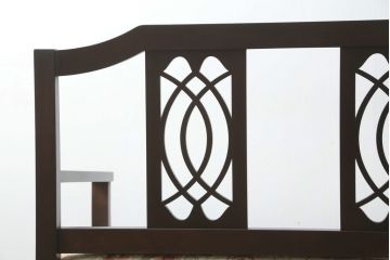 中古　ラフジュ工房オリジナル　大正ロマン風　透かし彫りのデザインと華やかなファブリックが素敵なソファベンチ(ラブソファ、二人掛けソファ、2人掛けソファ、2P、アームソファ、ダイニングソファ)(R-069087)