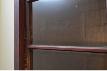 和製アンティーク　人気の薄型!　レトロな佇まいが魅力的な大きな二段重ね収納棚(キャビネット、戸棚、食器棚、飾り棚、店舗什器、引き出し)(R-069103)