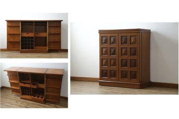 ヨーロッパヴィンテージ　チーク材　ワインラックに活躍!クラシカルなデザインが素敵なサーバー　(R-069111)